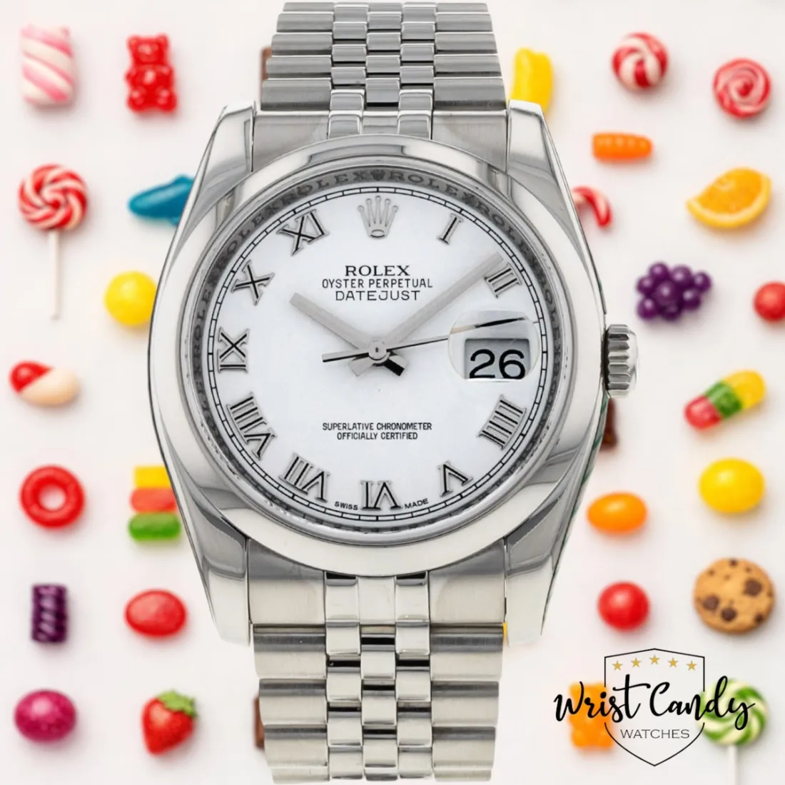 Rolex Datejust 36 white roman 116200 — Dresswatches